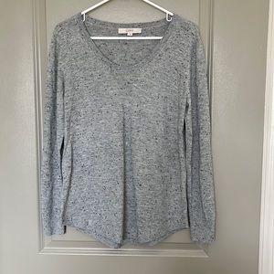 Loft crewneck long sleeve sweater. Size medium. Gray with black specs.